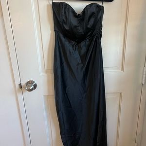Zara strapless black satin dress size M